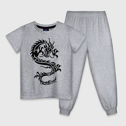 Пижама хлопковая детская Дракон орнамент, цвет: меланж