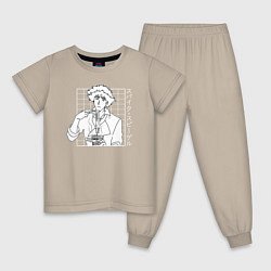 Пижама хлопковая детская Спайк Шпигель Cowboy Bebop, цвет: миндальный