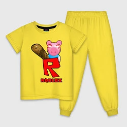 Пижама хлопковая детская ROBLOX: PIGGI, цвет: желтый