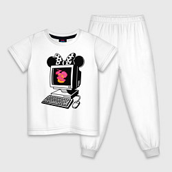 Пижама хлопковая детская Минни Маус, цвет: белый