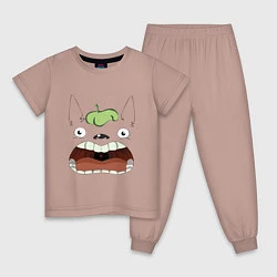 Пижама хлопковая детская Scream Totoro, цвет: пыльно-розовый