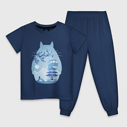 Пижама хлопковая детская Тоторо Миядзаки, цвет: тёмно-синий