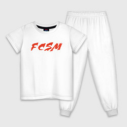 Пижама хлопковая детская FCSM, цвет: белый