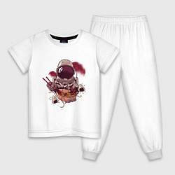 Пижама хлопковая детская Astronaut Ramen, цвет: белый