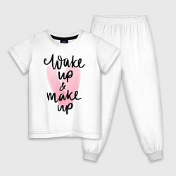 Пижама хлопковая детская Wake up & Make up, цвет: белый