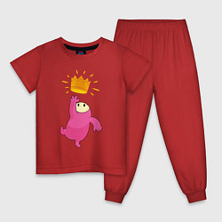 Пижама хлопковая детская FALL GUYS ПОБЕДА, цвет: красный