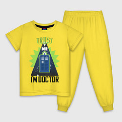 Пижама хлопковая детская Trust me, i'm doctor who, цвет: желтый