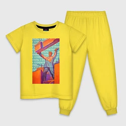 Пижама хлопковая детская Советский строитель, цвет: желтый