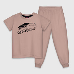Пижама хлопковая детская Odyssey 3, цвет: пыльно-розовый