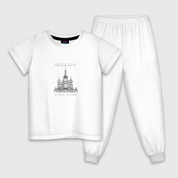 Пижама хлопковая детская Москва координаты, цвет: белый