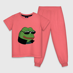 Пижама хлопковая детская Pepe в очках EZ, цвет: коралловый