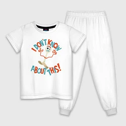 Пижама хлопковая детская Forky, цвет: белый