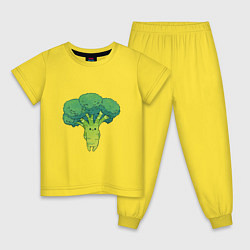 Пижама хлопковая детская Симпатичный брокколи, цвет: желтый