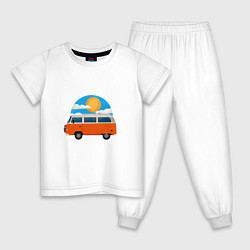 Пижама хлопковая детская Volkswagen t1, цвет: белый