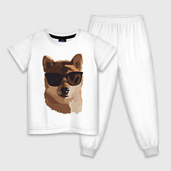 Пижама хлопковая детская Собакен, цвет: белый