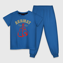 Пижама хлопковая детская Akhmat Fight Club цвета синий — фото 1