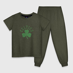 Пижама хлопковая детская Boston Celtics, цвет: меланж-хаки