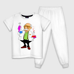 Пижама хлопковая детская Химик, цвет: белый