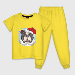 Пижама хлопковая детская Собачий Санта, цвет: желтый