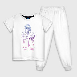 Пижама хлопковая детская Haunted Family Neon Kizaru цвета белый — фото 1