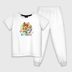 Пижама хлопковая детская Бэмби, цвет: белый