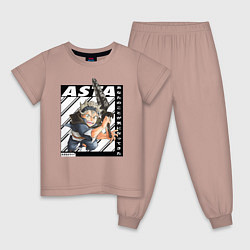 Пижама хлопковая детская Аста , Чёрный Клевер, цвет: пыльно-розовый