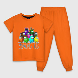 Пижама хлопковая детская AMONG US - большая компания!, цвет: оранжевый
