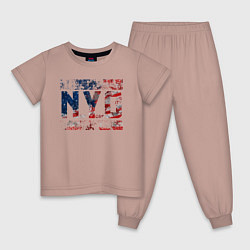 Пижама хлопковая детская Нью-Йорк Сити, цвет: пыльно-розовый