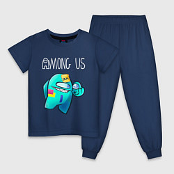 Пижама хлопковая детская AMONG US - DUM, цвет: тёмно-синий