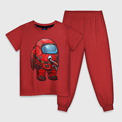 Пижама хлопковая детская AMONG US - Реалистичный, цвет: красный