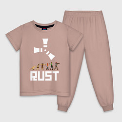Пижама хлопковая детская RUST, цвет: пыльно-розовый