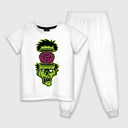 Пижама хлопковая детская Зомби на прицеле, цвет: белый