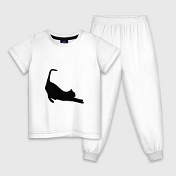 Пижама хлопковая детская Кошка подтягивается, цвет: белый