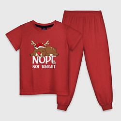 Пижама хлопковая детская Рождественский Олень, цвет: красный