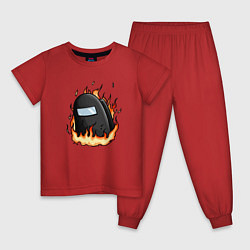 Пижама хлопковая детская Among Us fire, цвет: красный