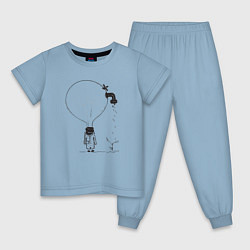 Пижама хлопковая детская Absurd 4, цвет: мягкое небо