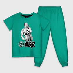 Пижама хлопковая детская Линкин Парк, цвет: зеленый