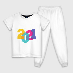 Пижама хлопковая детская Новый год 2021, цвет: белый