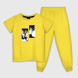 Пижама хлопковая детская Черный клевер, цвет: желтый
