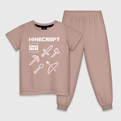 Пижама хлопковая детская Minecraft, цвет: пыльно-розовый