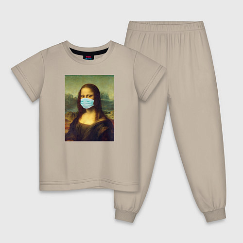 Детская пижама Мона Лиза в маске / Миндальный – фото 1