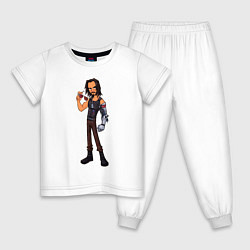 Пижама хлопковая детская Johnny Silverhand 03, цвет: белый
