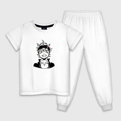 Пижама хлопковая детская Черный клевер, Аста, цвет: белый