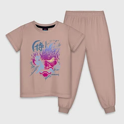 Пижама хлопковая детская Cyberpunk 2077 Геометрия, цвет: пыльно-розовый