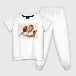 Пижама хлопковая детская Ангелочки, цвет: белый
