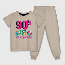 Пижама хлопковая детская НЕ ЗАБЫВАЙ 90-е, цвет: миндальный
