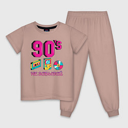 Пижама хлопковая детская НЕ ЗАБЫВАЙ 90-е, цвет: пыльно-розовый