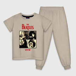 Пижама хлопковая детская The Beatles LET IT BE, цвет: миндальный
