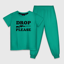 Пижама хлопковая детская Drop Please, цвет: зеленый
