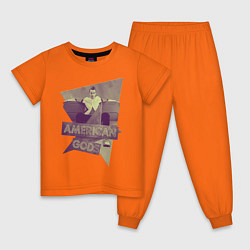 Пижама хлопковая детская Техномальчик Американские Боги цвета оранжевый — фото 1